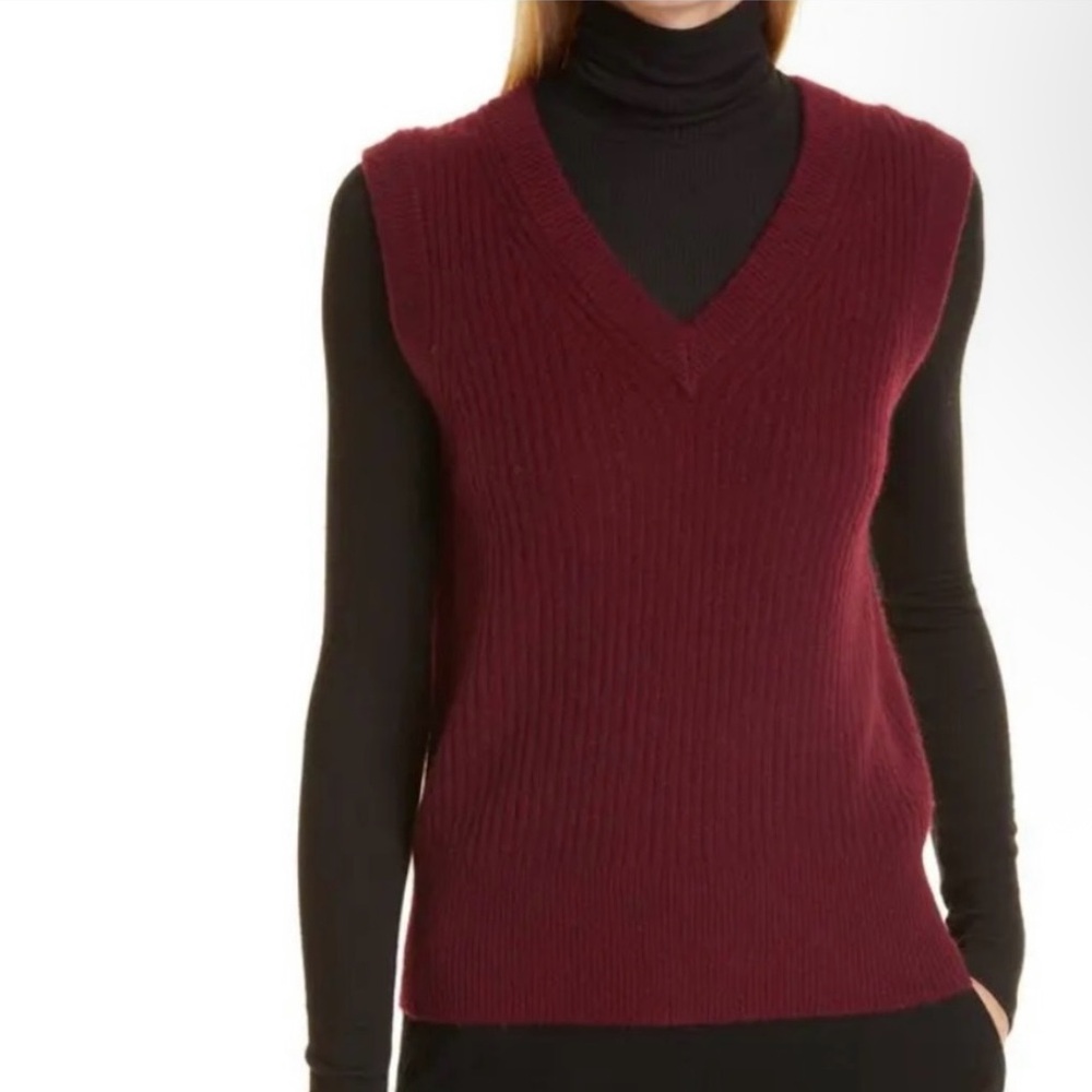 ATM Anthony Thomas Melillo Burgundy V-Neck Sweater Vest
